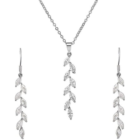 Cubic Zircon Cz Crystal Necklace Earrings Jewelry Set For Women Wedding Gifts Cubic Zircon Cz Crystal Necklace Earrings Jewelry Set For Women Wedding Gifts